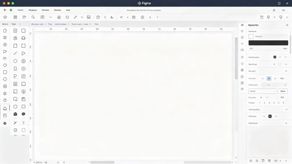 Figma 功能示意图,展示画板、组件、原型交互与团队协作,简约蓝色 UI 设计风格
